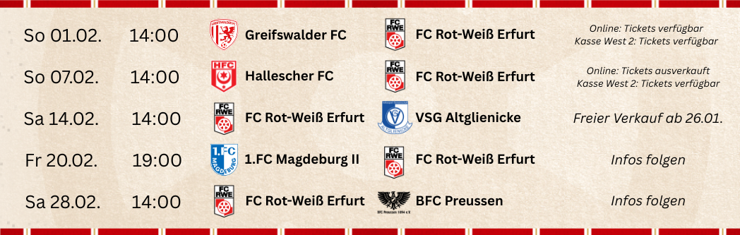 Ticket-Vorverkaufs &Uuml;bersicht