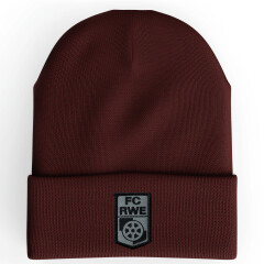 FC RWE-Beanie Logo grau (burgundy)